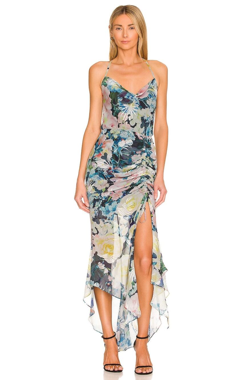 SAU LEE Frieda Floral Dress Ruched Wedding Guest Formal Party Cocktail Hoco 6